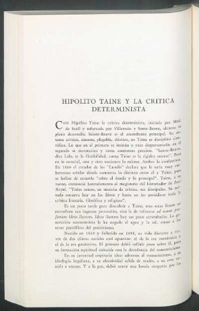 Hipólito Taine y la crítica determinista