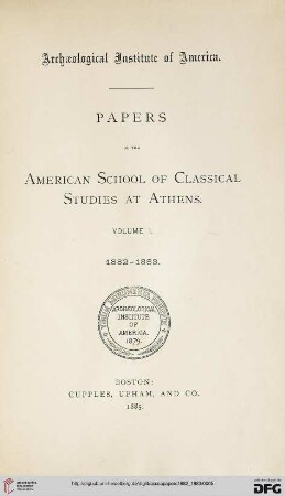 1: Papers of the American School of Classical Studies at Athens