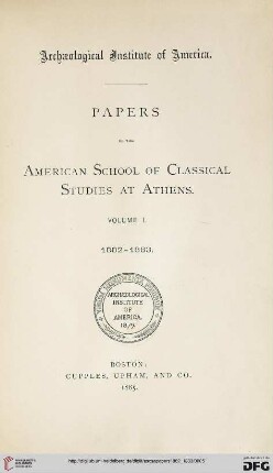 1: Papers of the American School of Classical Studies at Athens