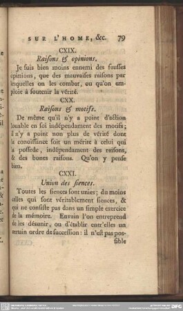 CXIX. Raisons & opinions
