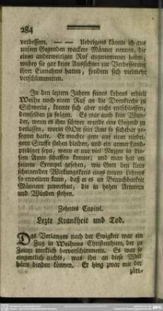 Zehntes Capitel. Lezte Krankheit und Tod