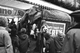 Freiburg: Zirkuszelt vor Hertie