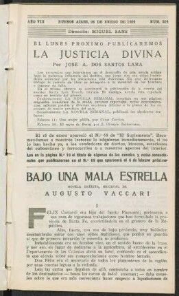 1924008324: Bajo una mala estrella : novela inédita