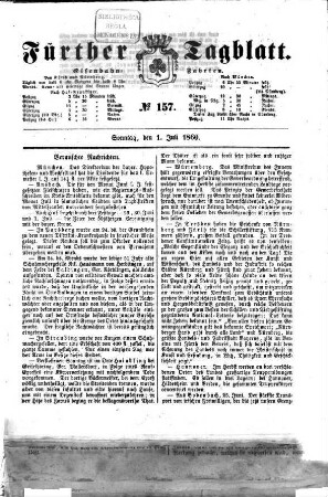 Fürther Tagblatt : General-Anzeiger für Fürth und Umgegend. 1860, 7/12