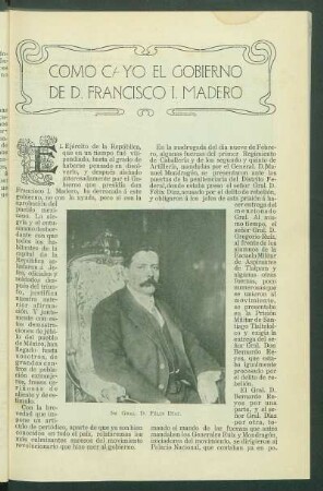 Como cayó el Gobierno de D. Francisco I. Madero