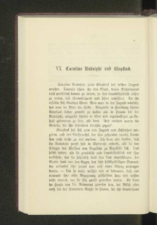 VI. Caroline Rudolphi und Klopstock.