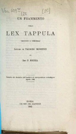 Un frammento della Lex Tappula trovato a Vercelli