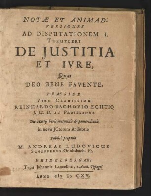 Notae Et Animadversiones Ad Disputationem ... Treutleri