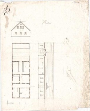 Voit, Johann Michael; Haus Kraus - Grundriss, Ansicht; Giebel (Details)