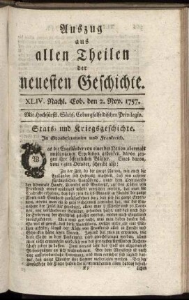 XLIV. Nachl. Cob. den 2. Nov. 1757.