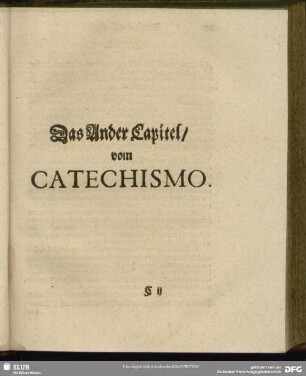 Das Ander Capitel, vom Catechismo