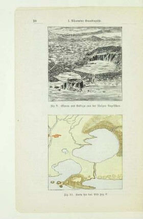 Ebenen und Gebirge aus der schrägen Vogelschau