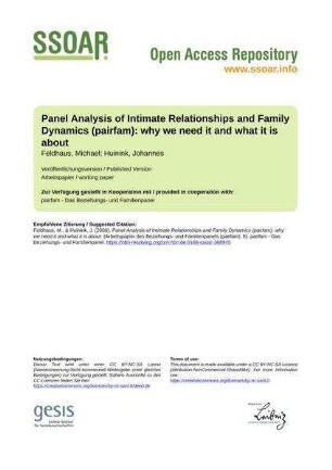 Panel Analysis of Intimate Relationships and Family Dynamics (pairfam): why we need it and what it is about