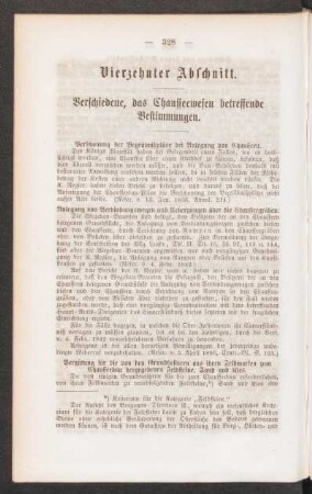 Vierzehnter Abschnitt. Verschiedene, das Chausseewesen betreffende Bestimmungen
