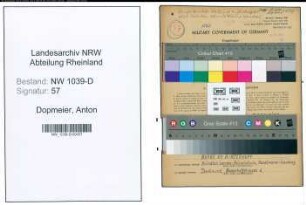 Entnazifizierung Anton Dopmeier , geb. 31.03.1901 (Lehrer)