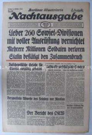 Umschlagblatt der Abendzeitung "Berliner illustrierte Nachtausgabe" überwiegend über den Krieg in der Sowjetunion