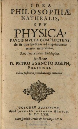 Idea Philosophiae naturalis seu Physica