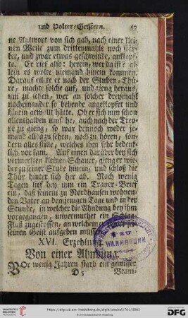 XVI. Erzehlung: Von einer Ahndung