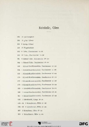 Kristalle, Glas (Nr. 565-602)