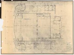 Stadthalle, Mülheim an der Ruhr Umbau: Bühnenhaus: Grundriss Zwischengeschoss 1:50