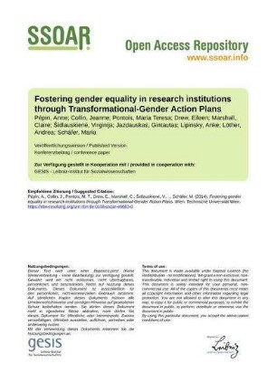 Fostering gender equality in research institutions through Transformational-Gender Action Plans