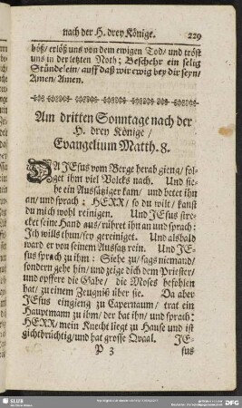 Am dritten Sonntage nach der H. drey Könige, Evangelium Matth. 8