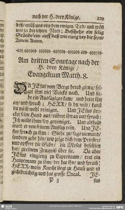 Am dritten Sonntage nach der H. drey Könige, Evangelium Matth. 8