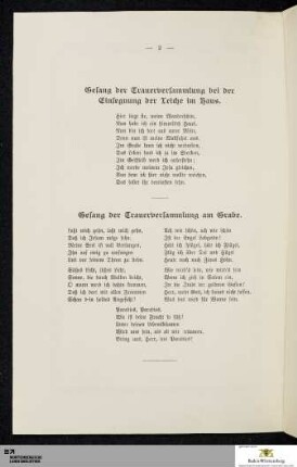 Gesang der Trauerversammlung