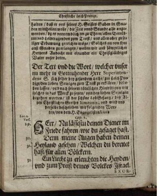 Predigttext und Beginn der Leichenpredigt