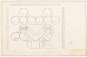 Grundschule Reinickendorf (heute: Reineke-Fuchs-Schule), Berlin-Reinickendorf: Vorentwurf. Grundriss Zwischengeschoss, 2. Obergeschoss 1:100