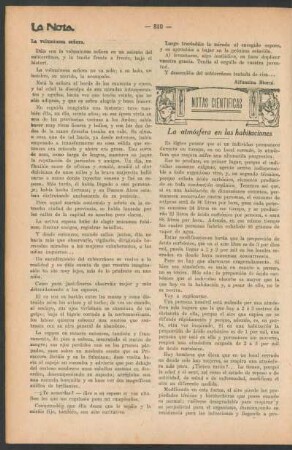 Notas científicas : La atmósfera en las habitaciones