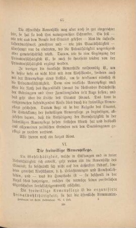 VI. Die freiwillige Armenpflege