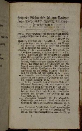 Folgende Bücher sind bei dem Verleger dieses Buchs in der jezzigen Jubilatemesse herausgekommen: