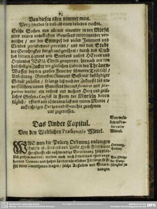Das Ander Capitul. Von den Weltlichen Praeservativ Mittel