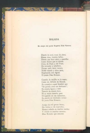 Balada : En elogio del poeta Eugenio Díaz Romero [y] Envío