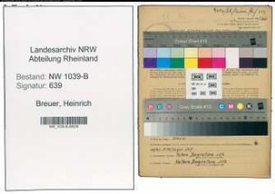 Entnazifizierung Heinrich Breuer , geb. 21.08.1898 (Lokfuehrer)
