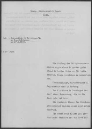 Dettingen/Erms mit Kappishäusern: Inspektionsbericht 1930