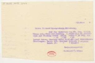 Brief an Richard Spangenberg (Altenburg, Leipzig) : 17.03.1917