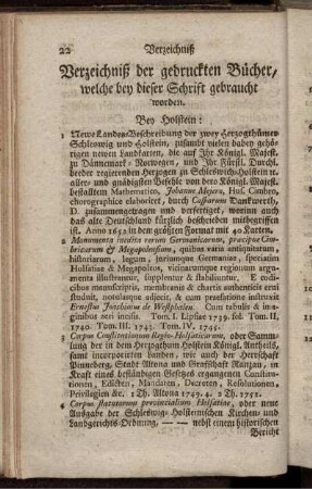 Verzeichniß der gedruckten Bücher, welche bey dieser Schrift gebraucht worden.
