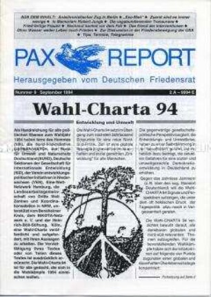 Mitteilungsblatt (Rundbrief) des Deutschen Friedensrates u.a. über die US - Intervention auf Haiti, über den Nahostkonflikt und zum Konzept der Gewaltlosigkeit – Sachkonvolut