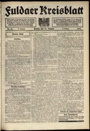 Zweite Ausgabe vom Freitag, den 13. Januar 1911.