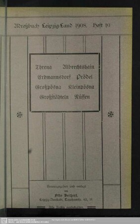 Heft 10. Threna. Albrechtshain. Erdmannsdorf. Prödel. Großpösna. Kleinpösna. Großstädteln. Rüssen