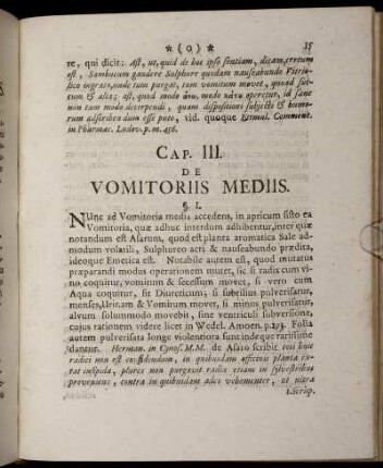 Cap. III. De Vomitoriis Mediis