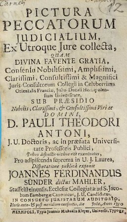 Pictura Peccatorum Judicialium : ex utroque jure collecta
