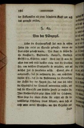§. 65. Von der Pädagogik – §. 66. Vom Kirchenrechte