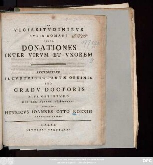 De Vicissitvdinibvs Ivris Romani Circa Donationes Inter Virvm Et Vxorem