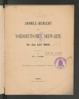 2.1869: Jahresbericht der Norddeutschen Seewarte
