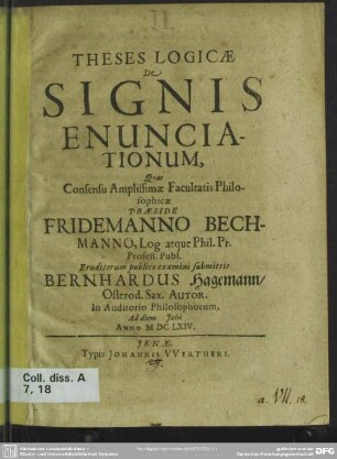 Theses logicae de signis enunciationum