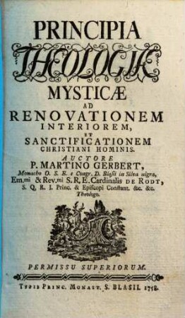 Principia Theologiae Symbolicae : Ubi Ordine Aymboli Apostolici Praecipua Doctrinae Christianae Capita Explicantur, Asserunturque