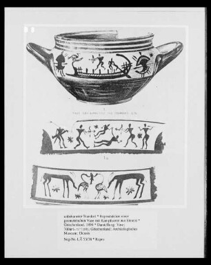 Reproduktion einer geometrischen Vase mit Kampfszene aus Eleusis